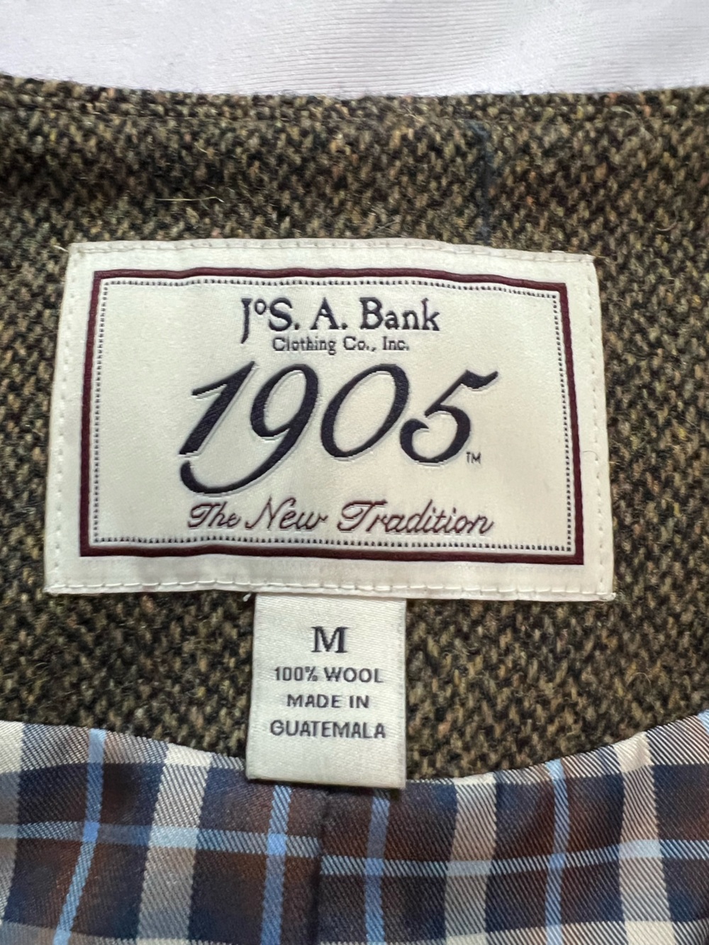 Jos. A. Bank Brown Tweed Vest with Navy Accents - Picture 2 of 4